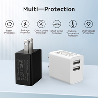 Adaptateur secteur USB 5V 1,5A avec 2 ports, prise US, Canada, Mexique, 5 volts 2 ampères, chargeur 5V 1A