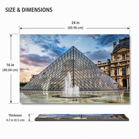 Impression sur panneau en aluminium de paysage nocturne de Paris moderne, pyramide du Louvre, art mural en métal pour le salon, décoration de la maison