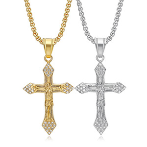 Stainless Steel <b>Cross</b> Necklace With Pave Setting Unisex Fashion Pendant <b>Chain</b> For Gift YS096 - Product Image 1