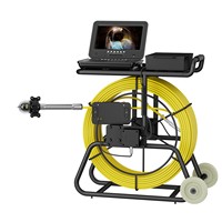 Kamera Inspeksi Pipa & Saluran Pembuangan Jarak Jauh 160m, Dapat Diputar 360°, Video 512Hz, Batang Dorong Fiberglass 7mm, Layar IPS 10-Inci