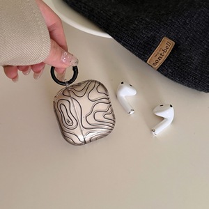 Minimalist black geometric lines protective case for AirPods <b>Pro</b> 2nd, 3rd, and 4th generation - Product Image 3