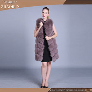 100% fox fur coat dyed color <strong>long</strong> type fox fur <strong>vest</strong> for <strong>women</strong> - Product Image 4