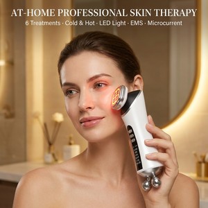 Dispositivo de Masaje Facial <span class=keywords><strong>6</strong></span> en <span class=keywords><strong>1</strong></span> OEM, Masajeador Facial en V con Enfriamiento, Vibración, Masajeador Eléctrico de Belleza para Lifting Facial y de Cuello - Product Image 4
