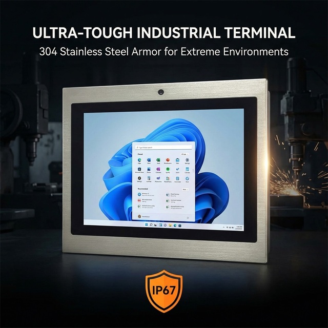 Outdoor Waterproof IP67 12 Inch Industrial Grade LCD Capacitive Touch Screen Stainless Steel Panel PC with 12MP pixel Camera