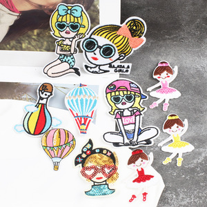 Fast Delivery Garment <strong>Embroidery</strong> Patches Pretty Girl Heat <strong>Transfer</strong> Press 3D Lovely <strong>Pattern</strong> <strong>Embroidery</strong> Patch - Product Image 2