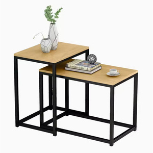 Passing On <b>The</b> <b>Kingdom</b> Nesting Coffee Table Wood Top Metal Frame Living Room Sofa Side Table Small Apartment Use - Product Image 4