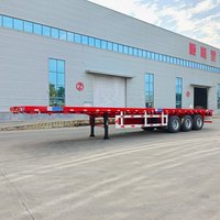 Semi-remorque plateau à vendre, 3 essieux, 40 pieds, pour conteneurs, robuste, capacité 60 tonnes, plateforme en acier