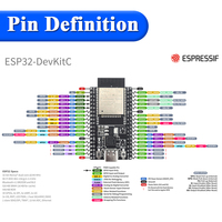 Kit Papan Ekspansi GPIO ESP32, Modul WiFi BT 32D, USB Type-C 38PIN CP2102 ESP32-DevKitC 5V untuk Ponsel