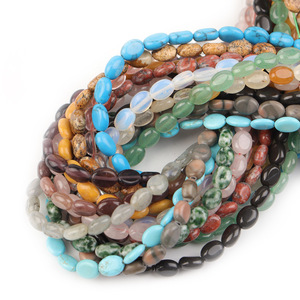 ลูกปัดหินทรงวงรีแบนขนาด8*6มม. ลูกปัดทรงไข่ลูกปัดหินธรรมชาติแบบกึ่งสำเร็จ<span class=keywords><strong>รูป</strong></span>เครื่องประดับสร้อยคอแบบทำมือ - Product Image 5