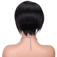 Perruque Afro Courte et Lisse en Cheveux Humains Brésiliens Remy Vierge, Densité 180%, Lace Front avec Bonnet Transparent, Petite Taille, Toutes Tailles