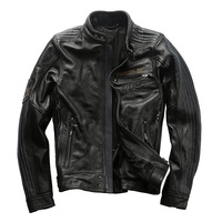 Jaket Kulit Sapi Asli Bordir Elang untuk Pria, Model Motor, Musim Gugur-Dingin, Ukuran Besar, Grosir Kustom