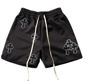 Hochwertige Herren-Freizeitshorts, Atmungsaktiv, UV-Schutz, Hip-Hop-Stil, Kordelzug am Bund, Fleece-Innenseite mit Schriftzug - Product Image 3