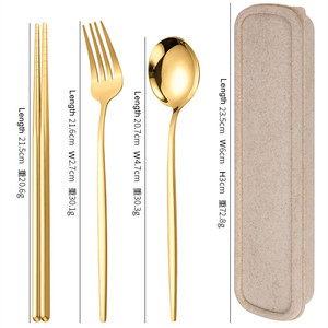 Portable Stainless Steel Cutlery Set Spoon Fork Chopsticks <b>Flatware</b> for Travel Camping Dinnerware Utensil with Box - Product Image 2