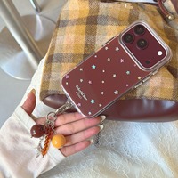Coque arrière pour iPhone 18 Pro Max 2026 avec étoiles colorées en diamant sur fond brun