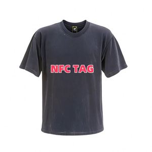 T-shirt unisexe de haute qualité avec impression NFC personnalisée, style streetwear, imprimé lettres vintage, coupe oversize pour homme - Product Image 3