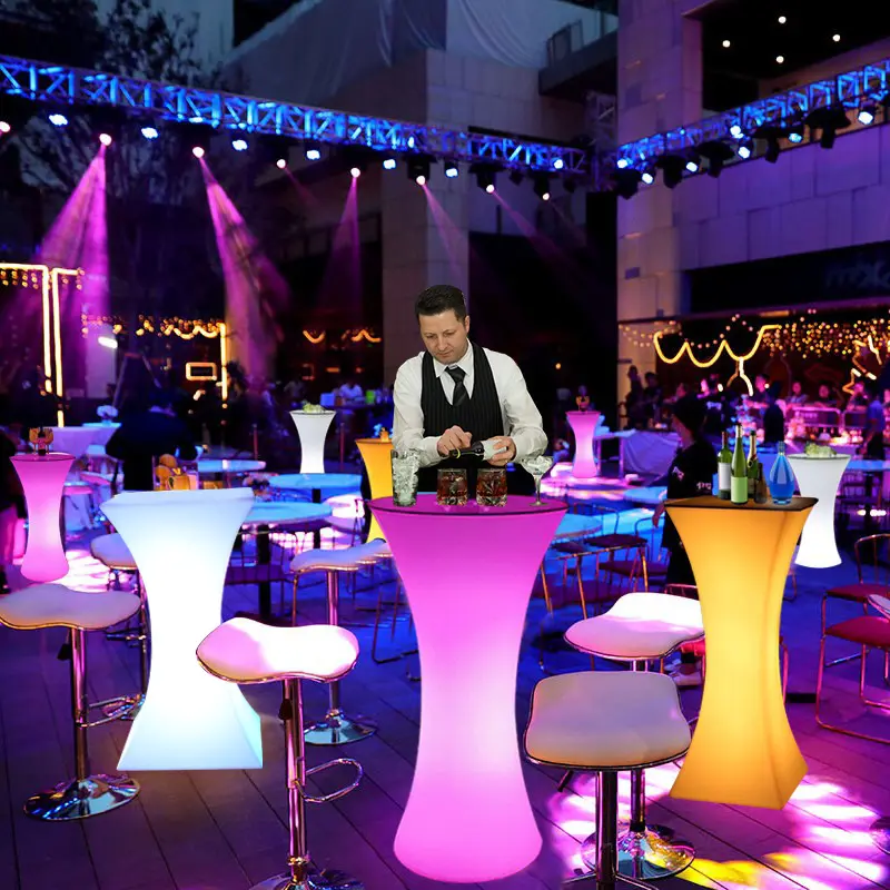 광장 led 테이블 현대 라이트 업 바 가구 나이트 클럽 테이블과 의자 나이트 클럽 재미있는 조명 업 Led 라이트 바 테이블