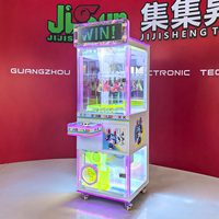 Machine de jeu d'arcade d'intérieur à pinces à prix, avec éclairage LED néon, fonctionnant à pièces, construction en métal et plastique, pour centres de divertissement
