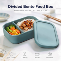 Boîte à bento compartimentée en silicone alimentaire 300 ml et 600 ml pour riz, accompagnements et fournitures de restauration