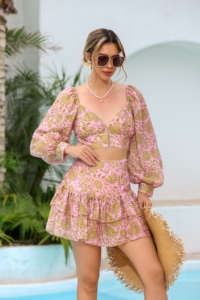 Elegante abito in tessuto Tencel leggero <span class=keywords><strong>con</strong></span> motivo Paisley in <span class=keywords><strong>pizzo</strong></span> ritagliato sartoriale Sexy per appuntamenti per le vacanze - Product Image 2