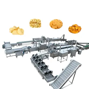 Automatic Potato Chips Making Machinery Plantain Chips Processing Plant Frozen French Fries Production Line