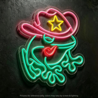 Dekorasi Dinding Berbentuk Katak Kreatif Lampu Neon Fleksibel LED Pola Logo Kustomisasi Iklan