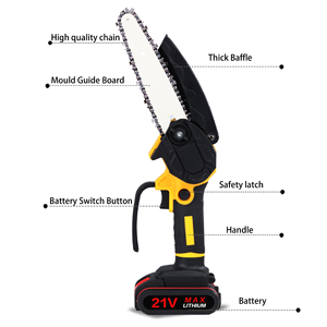 Meilleure vente OEM Tronçonneuse électrique sans fil portable alimentée par <span class=keywords><strong>batterie</strong></span> <span class=keywords><strong>Mini</strong></span> scies <span class=keywords><strong>à</strong></span> <span class=keywords><strong>chaîne</strong></span> portatives Boîte en plastique 4/6 pouces 650W - Product Image 2
