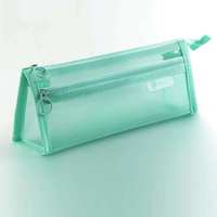 WOLUNSI marque Portable école primaire porte-crayon qualité garantie Transparent Double pont Triangle sac pas cher crayon
