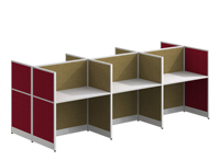 Poste de travail modulaire convertible moderne pour 2 personnes avec écran de séparation, cadre en aluminium et plateau en bois pour bureau à domicile