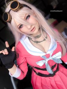 Perruque synthétique rose clair Ainizi 90 cm, Danganronpa: Trigger Happy Havoc, rôle d'<span class=keywords><strong>Iruma</strong></span> Miu, perruque de cosplay pour femmes - Product Image 2