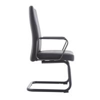 Chaise de bureau ergonomique de haute qualité chaise de conférence en cuir avec pied de revêtement en poudre noire