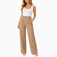 Pantalon droit décontracté taille haute plissé et drapé pour femme, nouvelle collection 2026, style transfrontalier Europe-Amérique, pour sites web indépendants