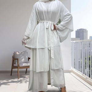Best Sale Classic Abaya Super Popular Chiffon Three Layers Versatile Elegant Elegant Cardigan Highly Recommended Abaya 1896# - Product Image 1