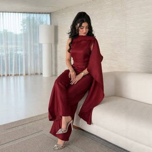 En gros pour les distributeurs de boutiques : <span class=keywords><strong>Combinaison</strong></span> élégante pour <span class=keywords><strong>femme</strong></span>, style long, à col cape, à ourlet volanté, <span class=keywords><strong>pantalon</strong></span> large, traitement anti-plis, été - Product Image 4