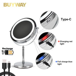 <span class=keywords><strong>Miroir</strong></span> de maquillage éclairé de 8 pouces, grossissement 10x, <span class=keywords><strong>miroir</strong></span> de courtoisie LED rechargeable par USB et à intensité réglable, 360° °   <span class=keywords><strong>Miroir</strong></span> cosmétique de table rotatif - Product Image 3