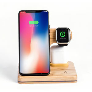 Çevre dostu bambu ahşap <span class=keywords><strong>3</strong></span>-In-One 15W Qi hızlı kablosuz şarj aleti <span class=keywords><strong>3</strong></span> In 1 kablosuz şarj standı promosyon için - Product Image 5