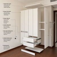 Armoire scandinave avec gain de place, tiroirs et rangements, meuble de chambre à coucher sur mesure