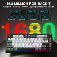 Clavier de jeu sans fil AULA F75 HE Tri-mode avec taux de polling filaire de 8000 Hz, RGB réglable, interrupteurs magnétiques à effet Hall