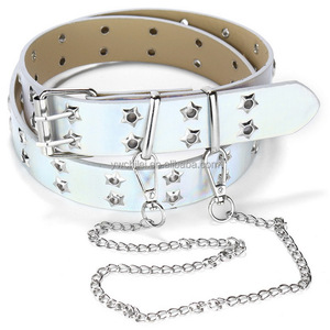 Cinturón <span class=keywords><strong>de</strong></span> piel sintética con estrella hueca Punk para mujer y niña, correa <span class=keywords><strong>de</strong></span> hebilla <span class=keywords><strong>de</strong></span> Metal, doble fila, cinco <span class=keywords><strong>puntas</strong></span> - Product Image 6