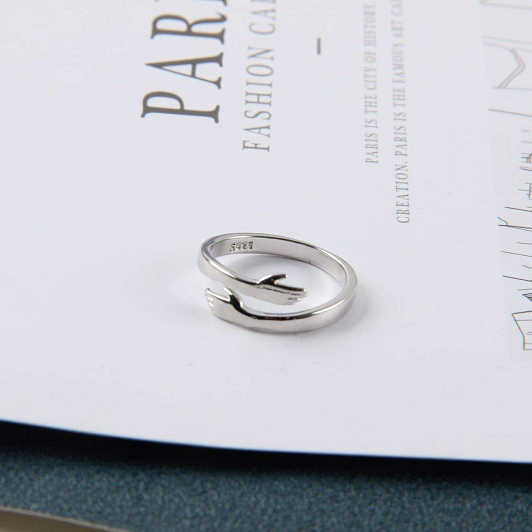 FCJ Simple Hands Hug Ring Adjustable Alloy Jewelry with Rose Gold and 18K Plating Fashionable Inlay Style for Children