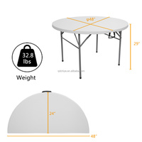Table ronde pliante de 48 pouces/60 pouces, table pliante en plastique portable de qualité commerciale (4 pieds/5 pieds)