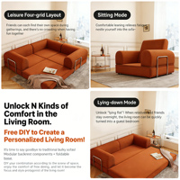 Ensemble de canapés modulaires sectionnels, canapé-lit compact multifonctionnel en tissu compressé, pouf, canapés de salon