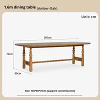 Ensemble table et chaises de salle à manger en bois massif de style rustique américain, style campagnard français, chêne ovale, style vintage du milieu du siècle, provenance Chine