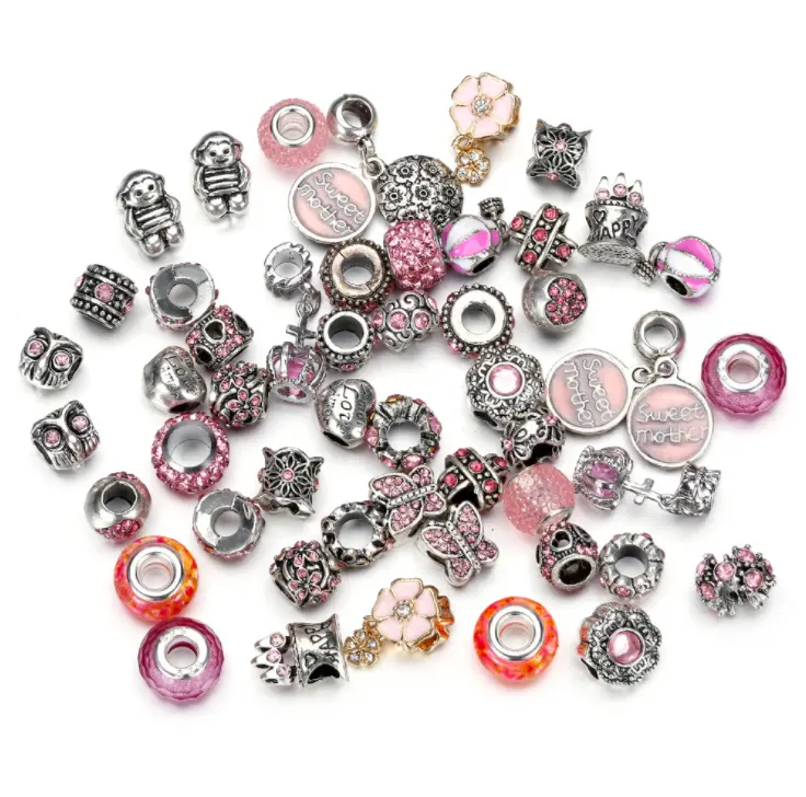 50pcs/bag Alloy Large Hole Bead Bracelet Accessories DIY Charms For Jewelry Making