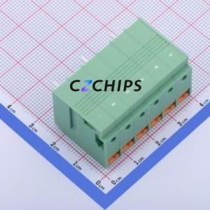 KF207RA-6.35-6P Spring Terminal Block Bent Lead Through Hole,P=6.35mm Connector 1x6P 6.35mm Green 6P - Product Image 2