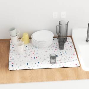 Large Absorbent Kitchen Draining Mat – Super Antiskid Dish Drying Pad, <b>Quick</b> Dry Mat for Coffee Cups, Glasses, Utensils – Bathro - Product Image 5