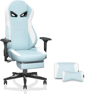 Silla de Juego Ergonómica de Tela AJUNION con Reposapiés, Silla de Oficina con Respaldo Alto Estilo Racing, Silla de Juego Ajustable en Altura para Adultos - Product Image 2