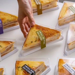 Wholesale Disposable Transparent Triangle Mousse <strong>Dessert</strong> Cake <strong>Tray</strong> <strong>Plastic</strong> Packaging Boxes for Cake Slice Sandwiches Food - Product Image 2
