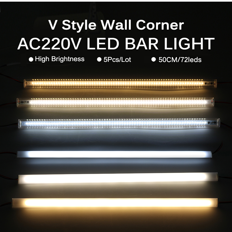 Wall Corner LED Bar Light 220V High Brightness 8W 50cm 72LEDs  Energy Saving LED Tubes For Kitchen Under Cabinet