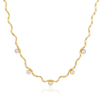 Ensemble de bijoux collier et bracelet en chaîne ondulée plaqué or minimaliste avec zircon pour femmes, à porter au quotidien