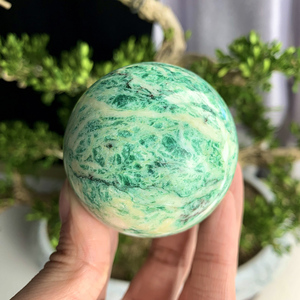 Wholesale Natural Qinghai Jade Sphere Polished Green Hydrogrossular <b>Crystal</b> <b>Ball</b> for Healing Home Decoration - Product Image 1